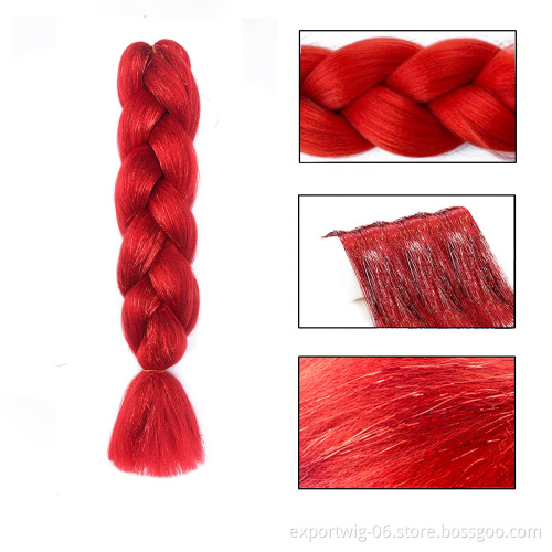 24 Inch Biling Color Jumbo Braiding Hair  Wholesale  With Hair Tinsel Synthetic Glitter Mixed Jumbo Braids  For Box Twist Braids